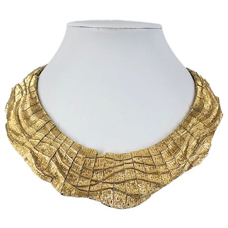 Signed Les Bernard Modernist Articulated Cleopatra Bib Collar Necklace