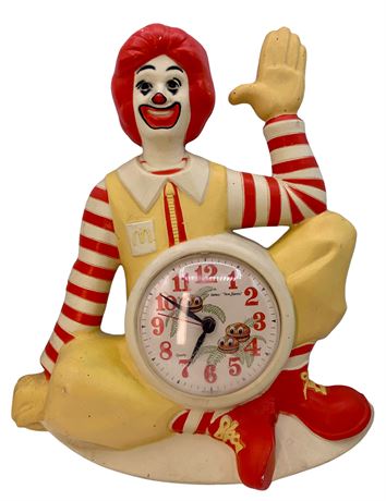 Mid Century Burwood Ronald McDonald Hamburger Advertising Wall Clock