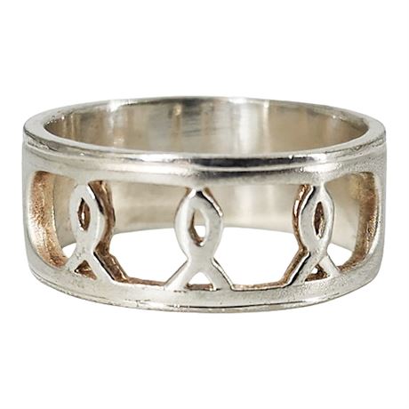 Sterling Silver Awareness Ribbons Band Ring, Sz 7