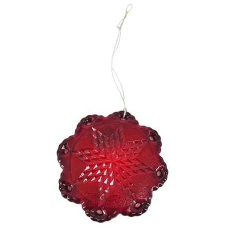 Vintage Fenton Ruby Red Glass Snowflake Ornament