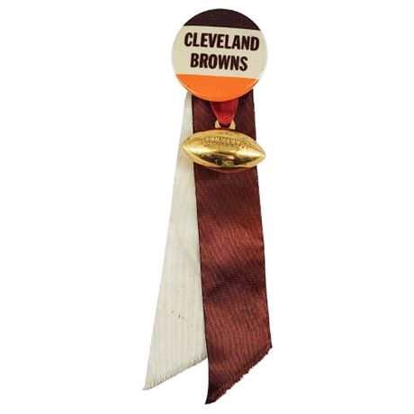 Vintage Cleveland Browns Pin w/ Ribbons & Football