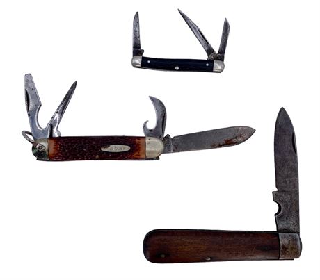 3 pc Vintage Pocket Knives : Aug. Knecht Solingen, Kabar
