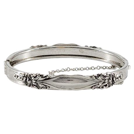 Signed Vintage WHITING & DAVIS Victorian Revival Clamper Bangle Bracelet