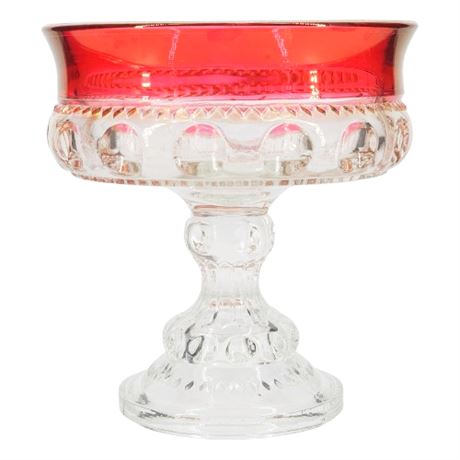 Vintage TIFFIN-FRANCISCAN King's Crown Ruby Flashed Glass Compote