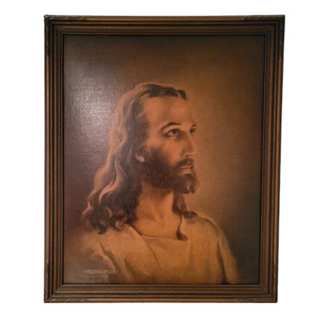 Framed Warner Sallman 1940 Jesus Print