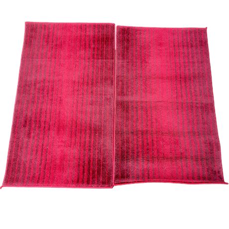 Red Stripped Area Rugs - 45x27 Inch