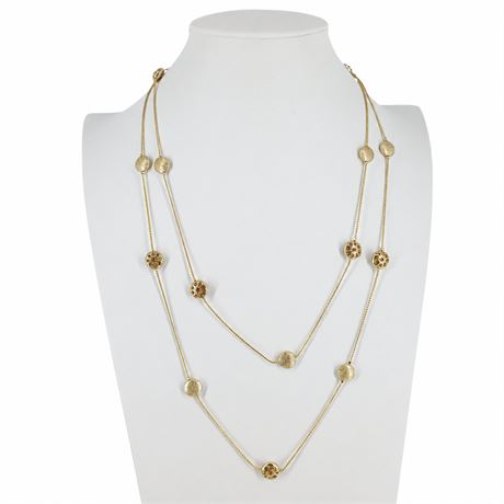 Jennifer Lopez Gold-Tone Station Necklace with Textured Beads