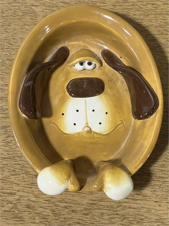 Signed dog ashtray dish