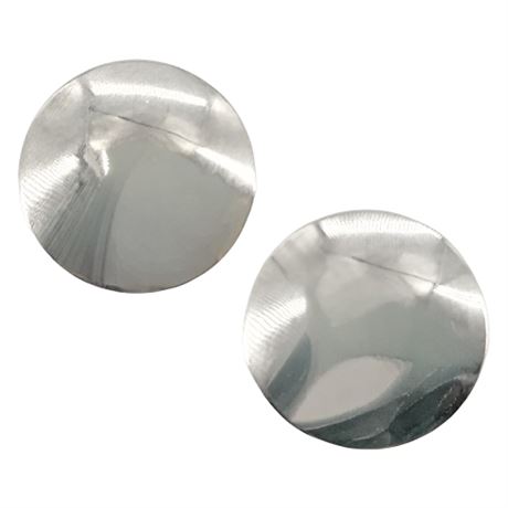 Vintage Sterling Silver Domed Circle Clip Earrings