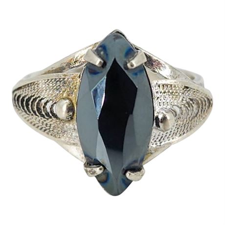 Vintage SORRENTO Sterling Silver Hematite Ring, Sz 6