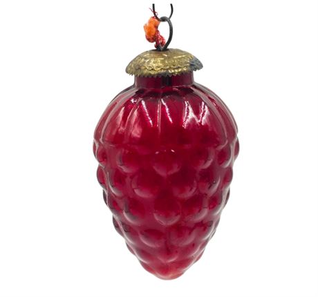 3" Antique Glass Kugel Ornament, Dark Red
