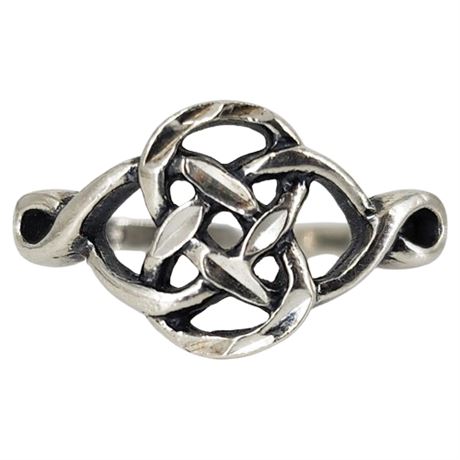 Signed Wheeler Sterling Silver Celtic Knot Ring, Sz 5.75