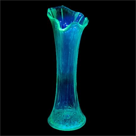 Ribbed Clear Glass Swung Vase UV Reactive