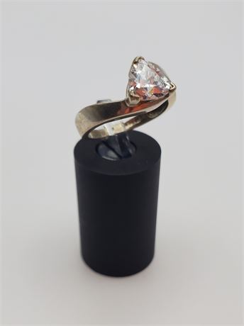 Sterling Triangle Diamonique Cubic Zirconia Ring 3.6 Grams (size 7.25)
