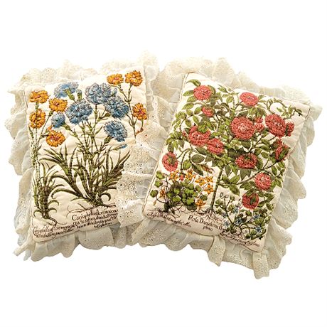 Quilted Vintage Botanical Throw Pillows