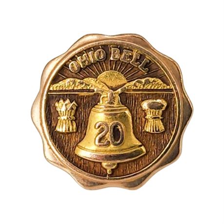 Vintage 10K Gold Ohio Bell 20 Year Service Award Pin