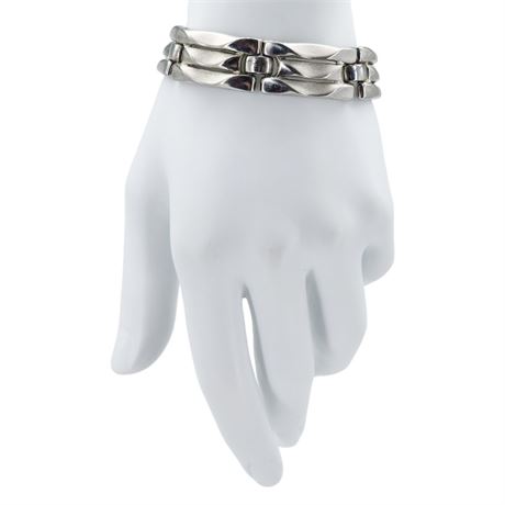 Vtg CROWN TRIFARI Silver Tone Link Bracelet