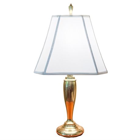 Vintage Stiffel Brass Table Lamp with White Cloth Shade