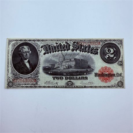 UNC 1917 $2 Red Seal Legal Tender Note