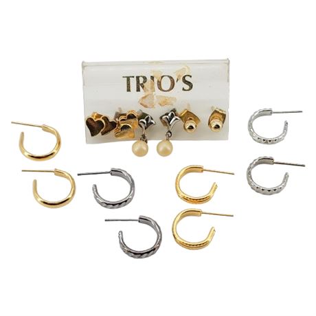 Seven Pairs Small Vtg Stud/Hoop Earrings