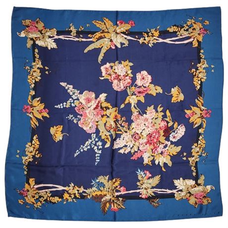 Vintage PERRY ELLIS Floral Japanese Silk Scarf