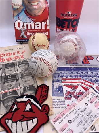 10 pc Cleveland Indians Baseball Souvenir, Baseball, Game Ticket Lot