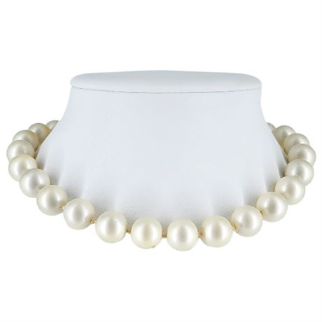 Vintage Hand-Knotted 11.5mm Matte Faux Pearl Choker Necklace
