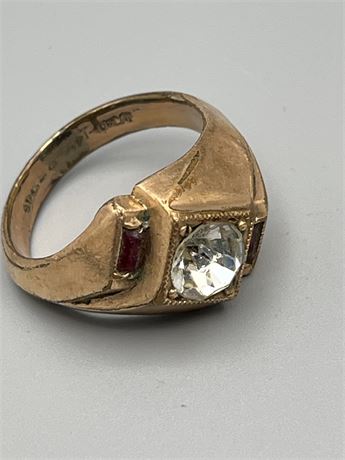 Men’s vintage  1/30 14 karat gold plated CZ ring