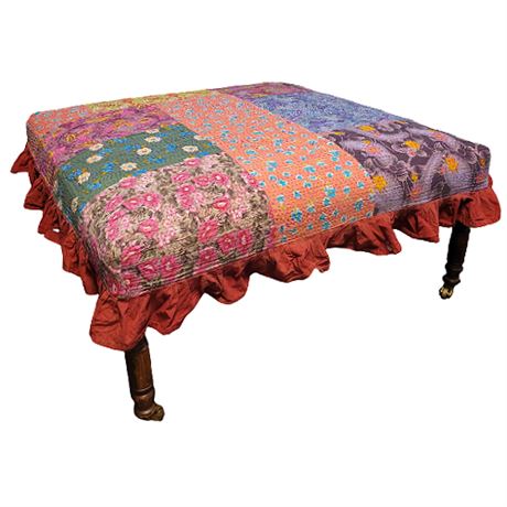 Boho Quilt Covered Large Ottoman/Coffee Table