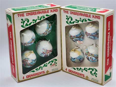 Vintage Lot of Bradford Unbreakable Ornaments in Boxes