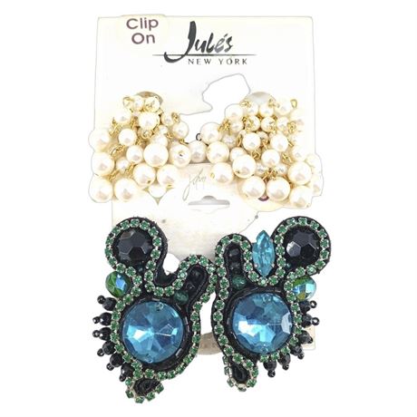 Vintage Clip-On Earring Duo with Original Retail Display Cards