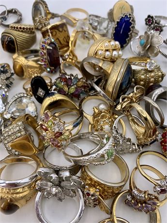 67 pc Sterling Silver and Costume Ring Lot