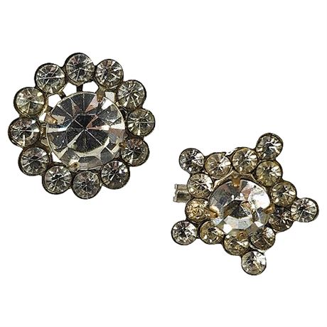 Two Vintage Mini Rhinestone Brooches