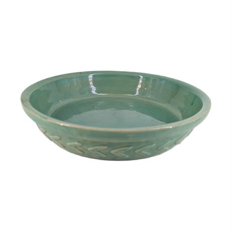 Vintage American Pottery Turquoise Green Pie Plate- Possibly Roseville