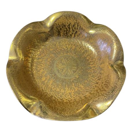 STANGL Pottery Granada Gold 10” Scalloped Dish, Fruit Bowl, #4062