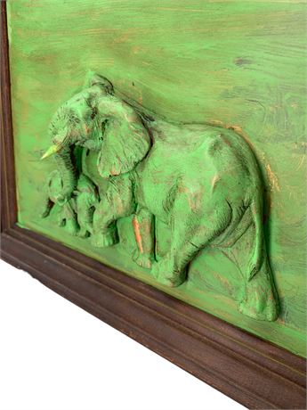 Vintage Dimensional Copper Elephant Framed Wall Art