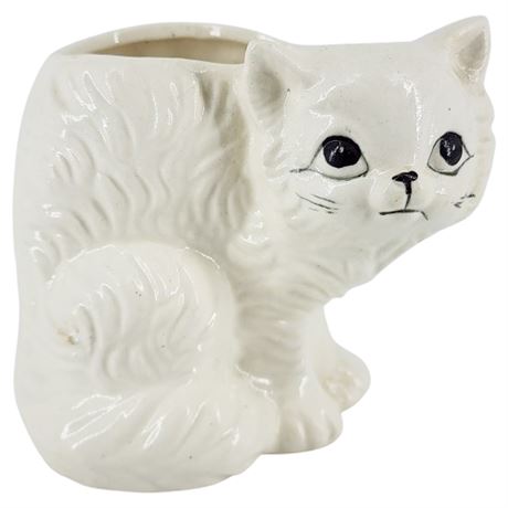 Vintage Hand Painted Ceramic Mini Cat Planter