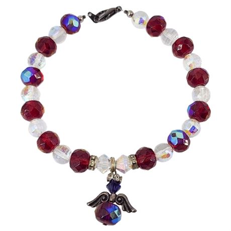 Artisan Made Aurora Borealis Crystal Bead Angel Bracelet