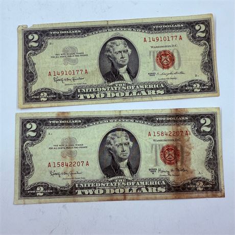 2x 1963 $2 Bills