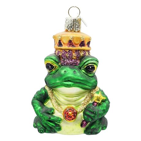 Old World Christmas Fine Blown Glass Frog King Ornament