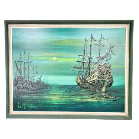 Turner Hand Colored Lee Burr Mid-Century Ship Print