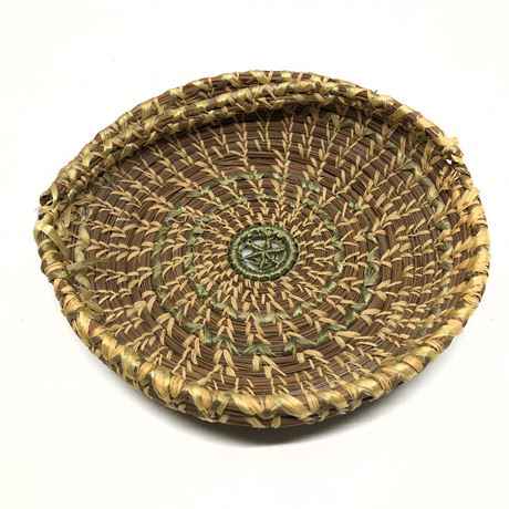 Vintage Handmade Native Woven Basket w Tag by Grandma