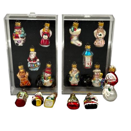 16 Glass Hand Crafted Small Ornaments