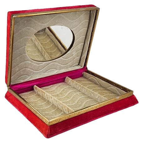 Vintage Hot Pink Velvet Jewelry Box