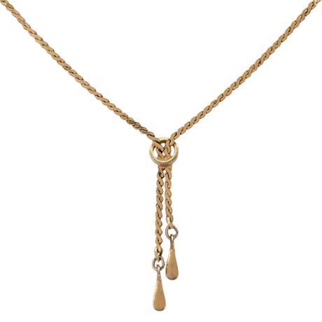 Vintage EMMONS Gold Tone Lariat Drops Necklace