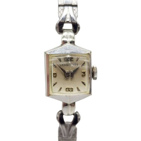 Vintage LONGINES 10K White Gold Filled Ladies Wrist Watch, Running