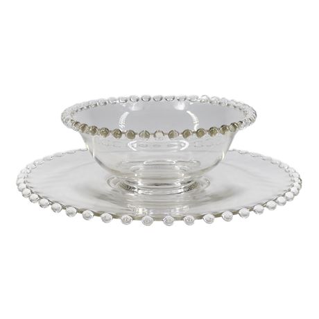 Vintage Imperial Glass Candlewick Condiment Bowl w Saucer