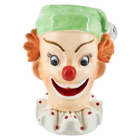 Vintage 1958 Napco Ceramic Crazy Clown Vase/Planter