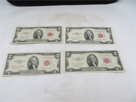 1953 Four $2 Federal Reserve Notes