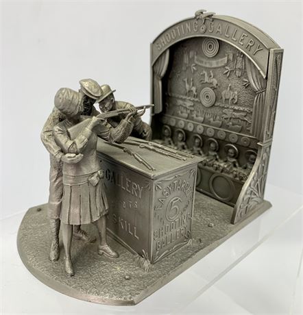 1920s Style Franklin Mint The Shooting Gallery Limited Edition Pewter Sculpture